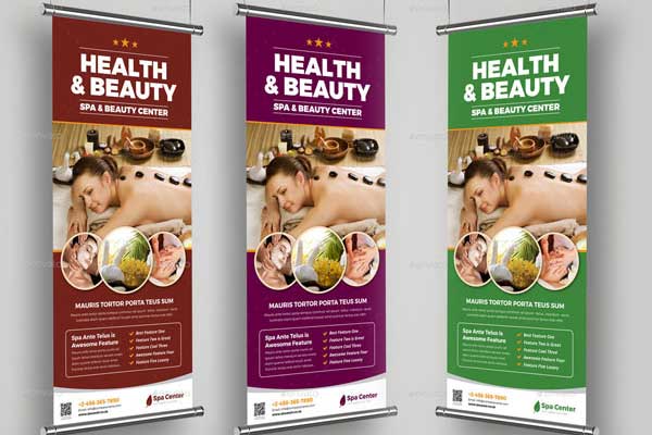 Beauty Care Rollup Banner Template – Modern and Feminine Banner Layouts for Skin and Haircare Branding | PSD & Vector Files Included